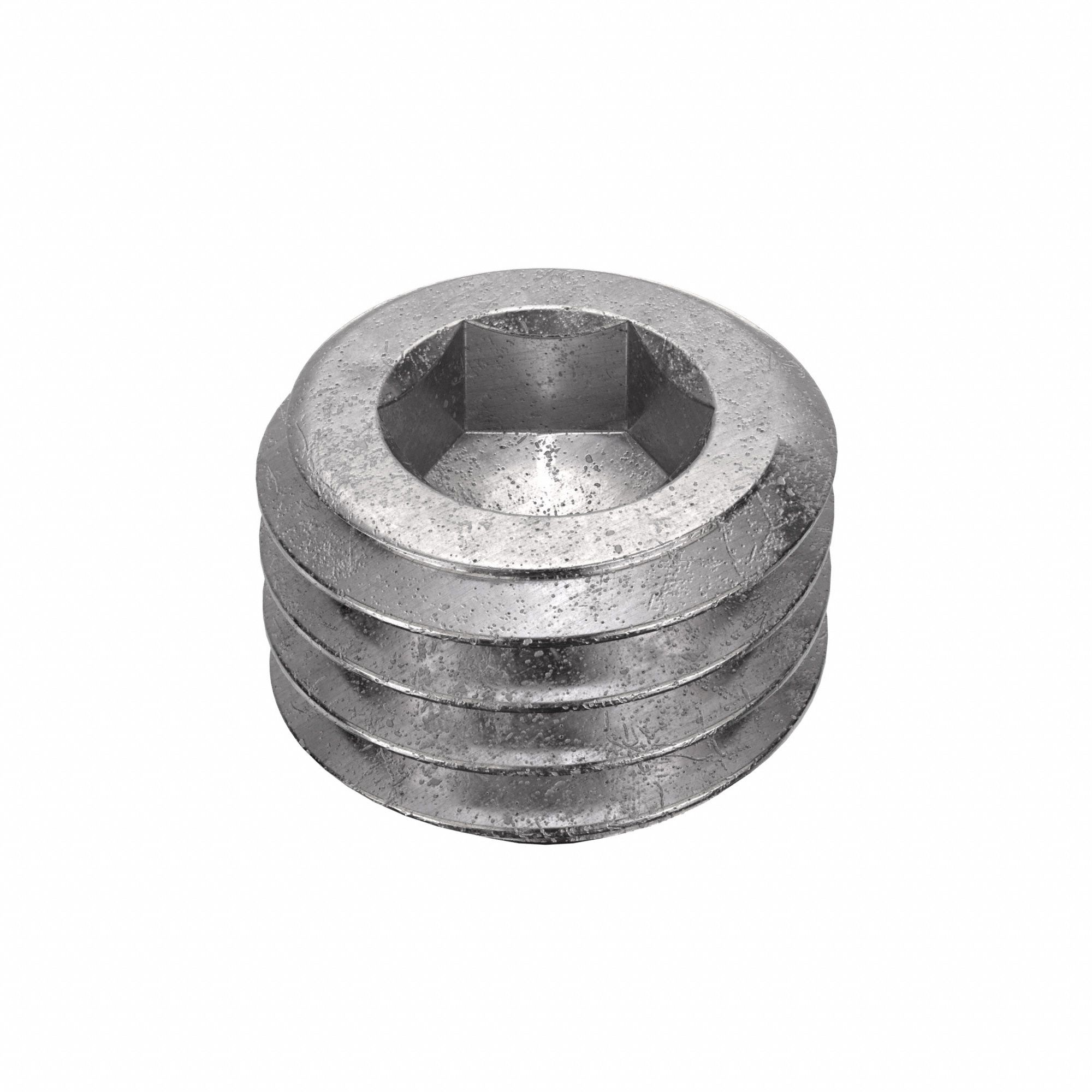 Socket Set Screw: 1/4"-28 Thread Size, 3/16 in Overall Lg, Cup pt, Stainless Steel, Plain, 5 PK