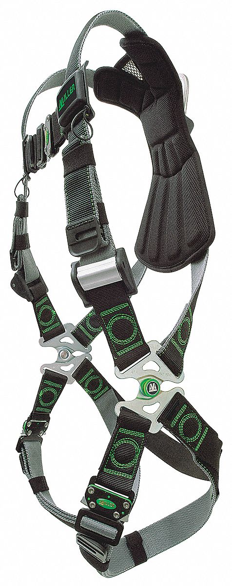 Full Body Harness: Vest Harness, Quick-Connect / Quick-Connect, Cam, 2XL/3XL, Padded, Steel