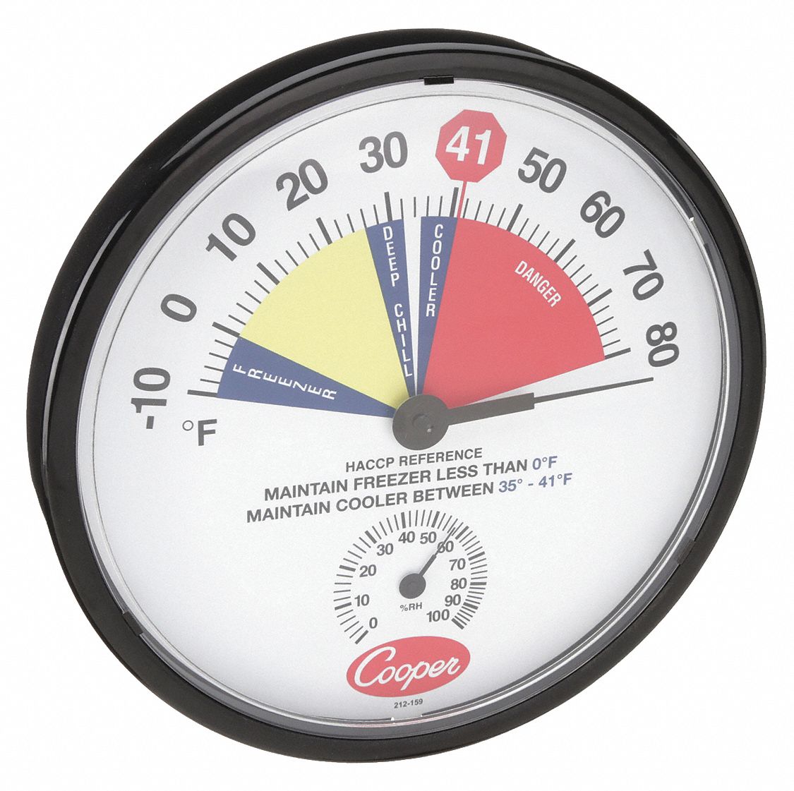 10° to 80°F, 0 to 100 RH, Analog Hygrometer 5GUM62121598 Grainger