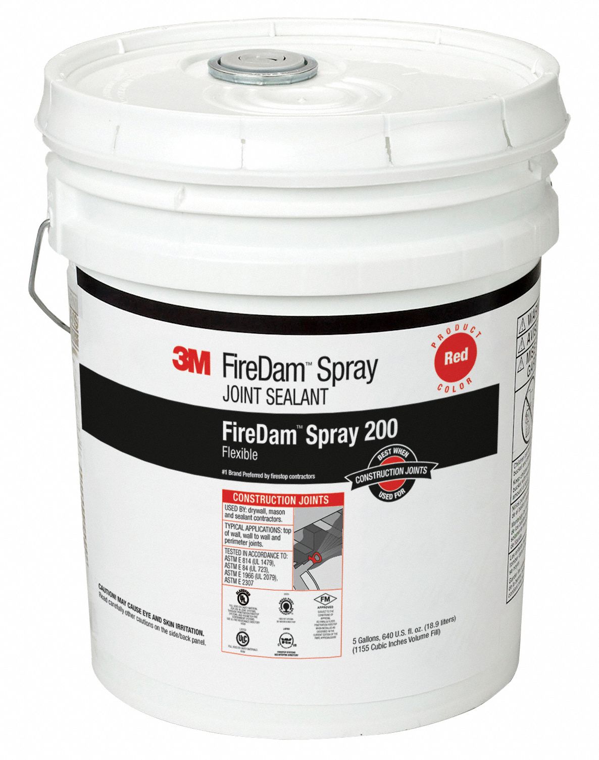 3M Firestop Sealant, 5 gal Pail, Up to 4 hr Fire Rating, Red 5GUZ4