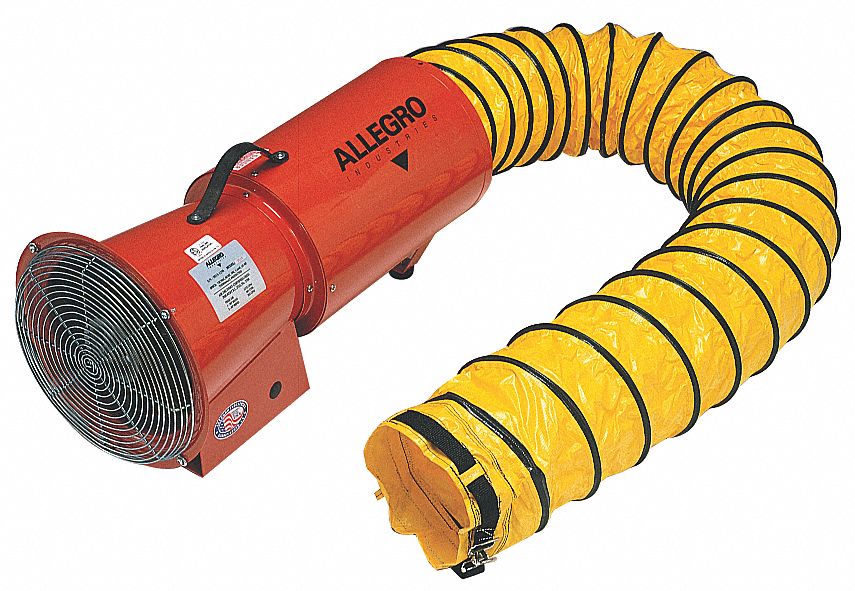 Confined Space Fan: 12 V DC, 8 in Duct Dia, 1/4 hp Horsepower, 3, 800 RPM Blower/Fan Speed