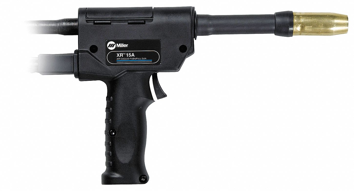 MILLER ELECTRIC Push-Pull Gun: XR-Pistol, Air-Cooled, 200 A, 1/16 in, 15 ft  Cable Lg