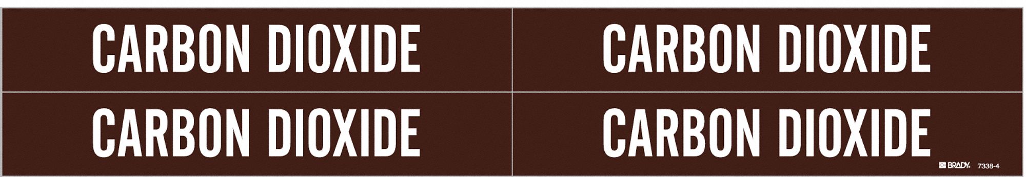 Pipe Marker: Carbon Dioxide, Brown, White, Fits 3/4 to 2 3/8 in Pipe O.D., 4 Pipe Markers
