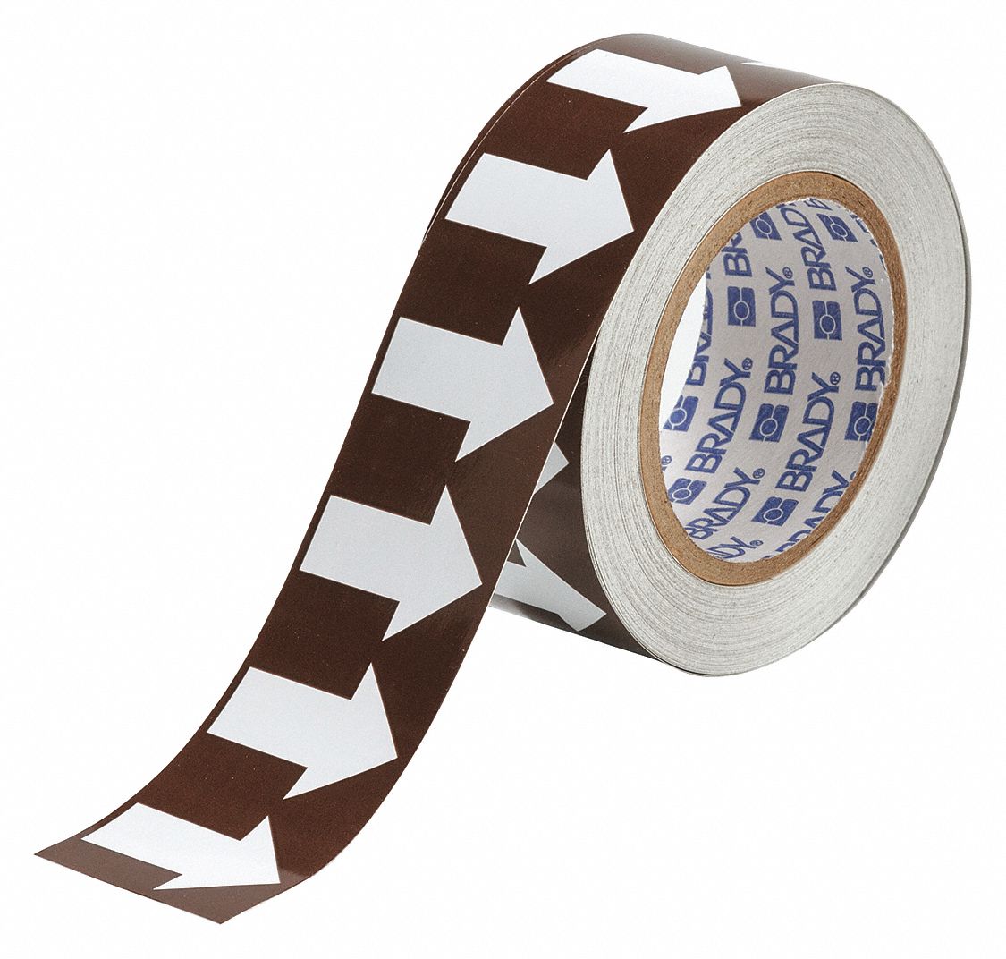 Brown, White, Pipe Marking Tape 5GXF6109929 Grainger