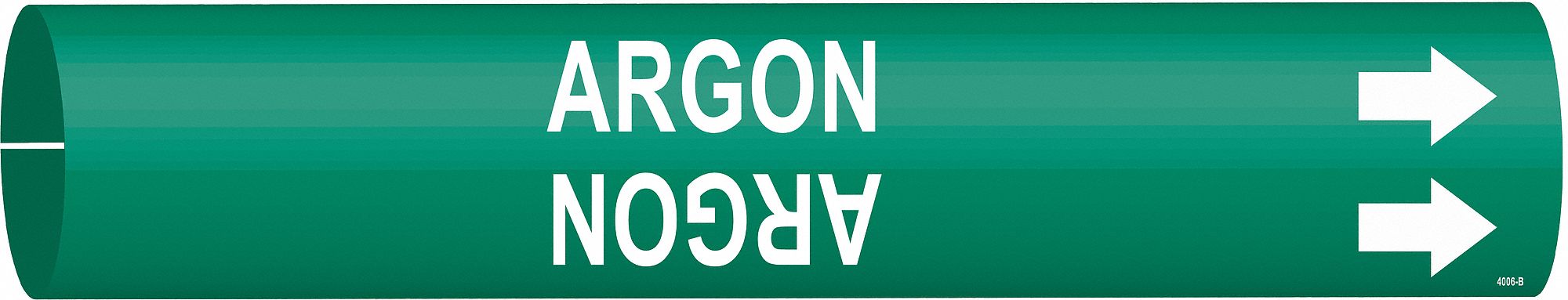 Pipe Marker: Argon, Green, White, Fits 1 1/2 to 2 3/8 in Pipe O.D., 1 Pipe Markers, With Arrows