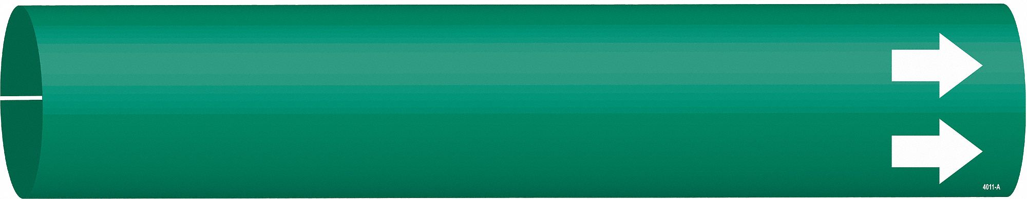 Pipe Marker: Green, White, Fits 3/4 to 1 3/8 in Pipe O.D., 1 Pipe Markers, With