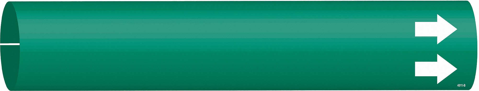 Pipe Marker: Green, White, Fits 1 1/2 to 2 3/8 in Pipe O.D., 1 Pipe Markers, With, No Text