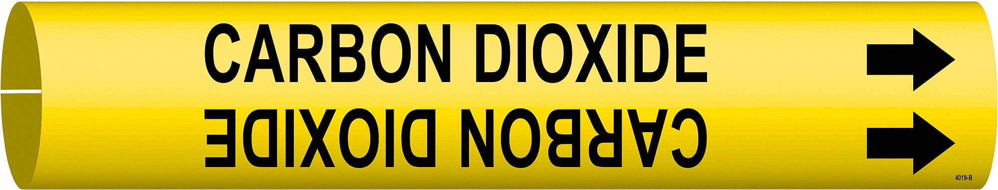 Pipe Marker: Carbon Dioxide, Yellow, Black, Fits 1 1/2 to 2 3/8 in Pipe O.D., 1 Pipe Markers