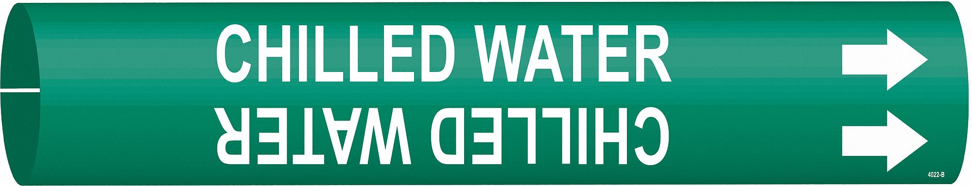 Pipe Marker: Chilled Water, Green, White, Fits 1 1/2 to 2 3/8 in Pipe O.D., 1 Pipe Markers