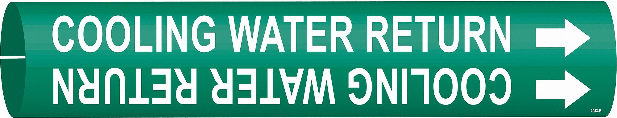 Pipe Marker: Cooling Water Return, Green, White, Fits 1 1/2 to 2 3/8 in Pipe O.D., 1 Pipe Markers