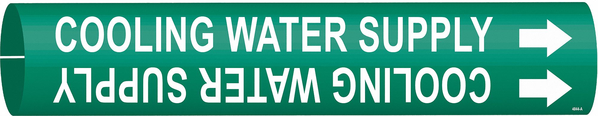 Pipe Marker: Cooling Water Supply, Green, White, Fits 3/4 to 1 3/8 in Pipe O.D., 1 Pipe Markers