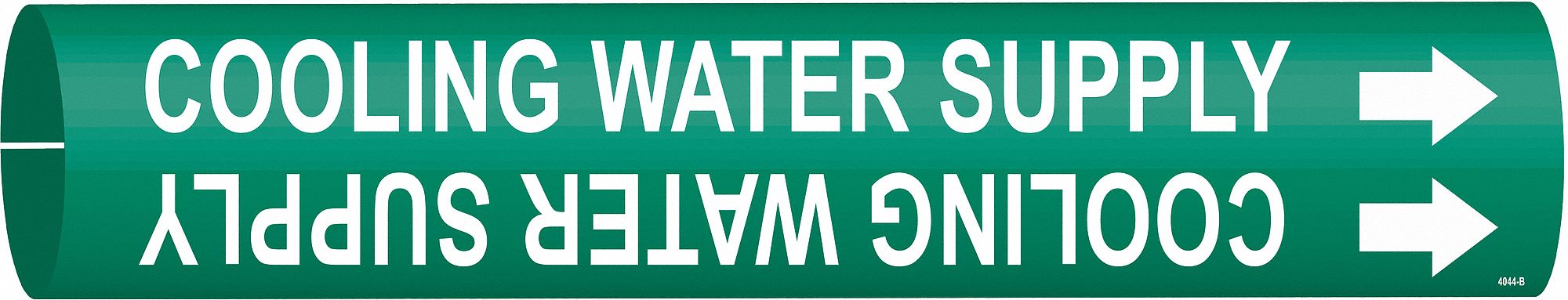 Pipe Marker: Cooling Water Supply, Green, White, Fits 1 1/2 to 2 3/8 in Pipe O.D., 1 Pipe Markers