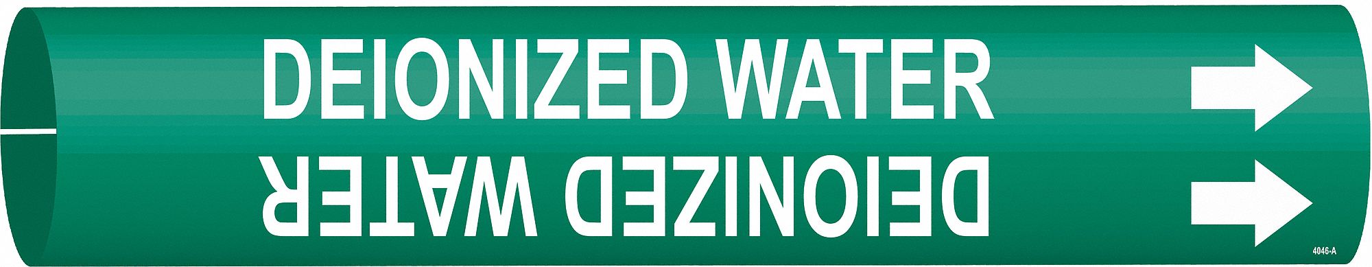 Pipe Marker: Deionized Water, Green, White, Fits 3/4 to 1 3/8 in Pipe O.D., 1 Pipe Markers