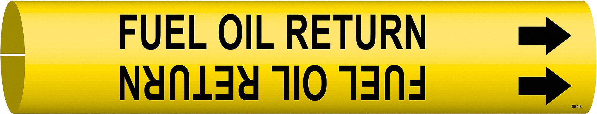 Pipe Marker: Fuel Oil Return, Yellow, Black, Fits 1 1/2 to 2 3/8 in Pipe O.D., 1 Pipe Markers
