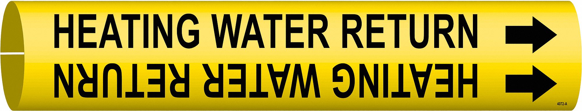 Pipe Marker: Heating Water Return, Yellow, Black, Fits 3/4 to 1 3/8 in Pipe O.D., 1 Pipe Markers