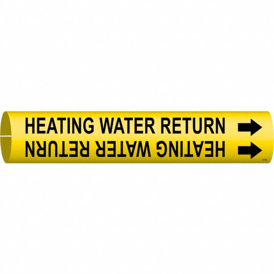 Heating Water Return, Yellow, Pipe Marker 5GXP54072B Grainger