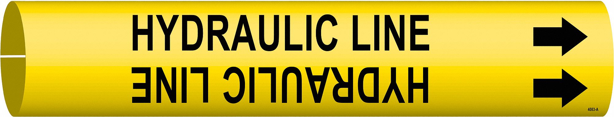 Pipe Marker: Hydraulic Line, Yellow, Black, Fits 3/4 to 1 3/8 in Pipe O.D., 1 Pipe Markers