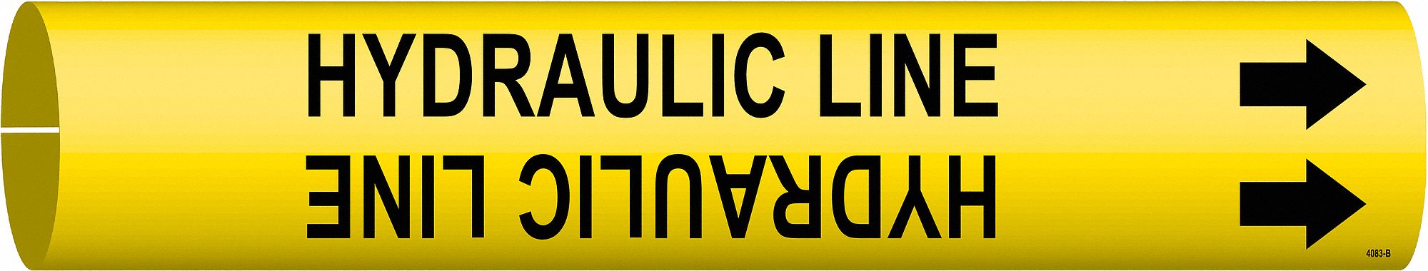 Pipe Marker: Hydraulic Line, Yellow, Black, Fits 1 1/2 to 2 3/8 in Pipe O.D., 1 Pipe Markers