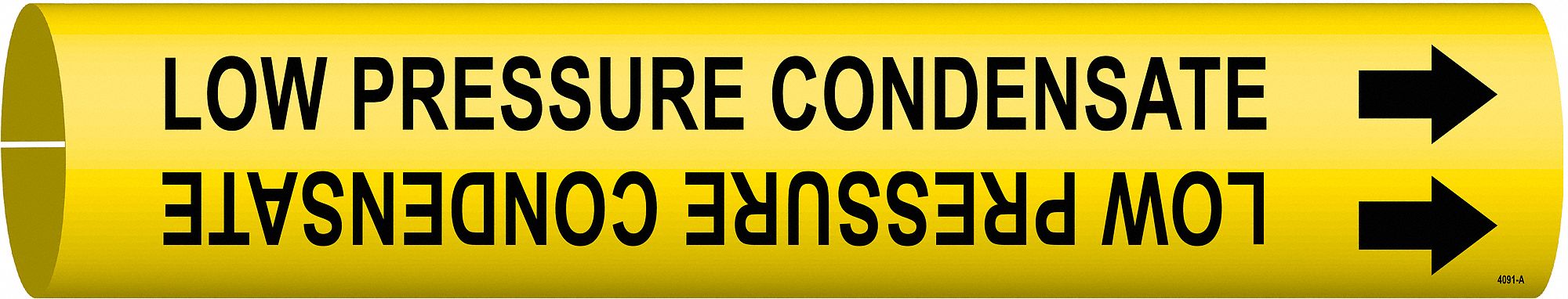 Pipe Marker: Low Pressure Condensate, Yellow, Black, Fits 3/4 to 1 3/8 in Pipe O.D., 1 Pipe Markers
