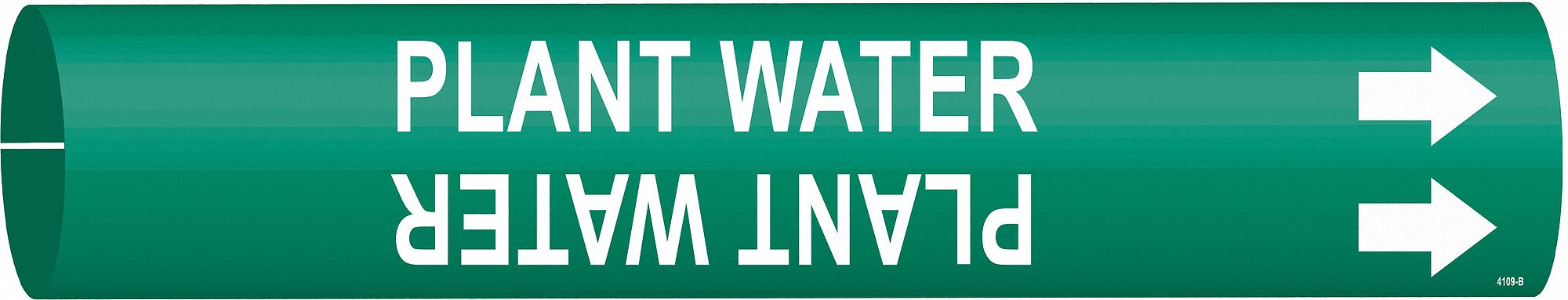 Pipe Marker: Plant Water, Green, White, Fits 1 1/2 to 2 3/8 in Pipe O.D., 1 Pipe Markers