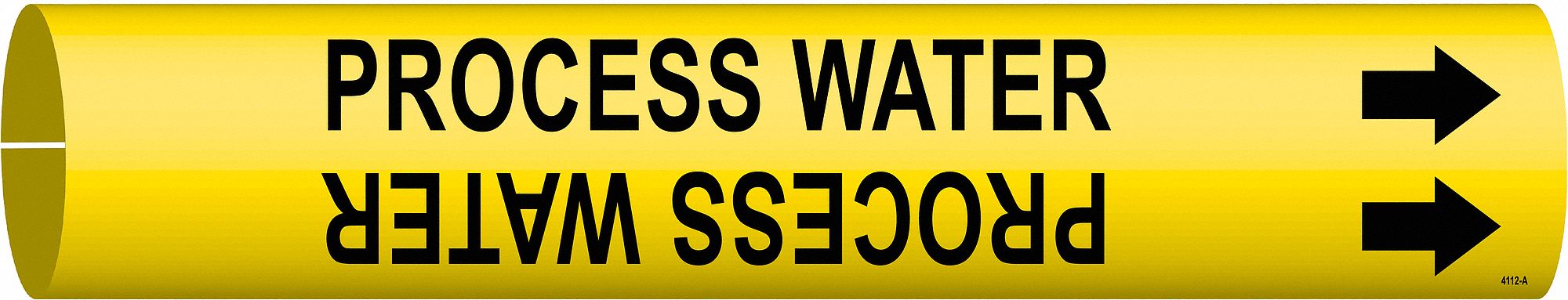 Pipe Marker: Process Water, Yellow, Black, Fits 3/4 to 1 3/8 in Pipe O.D., 1 Pipe Markers