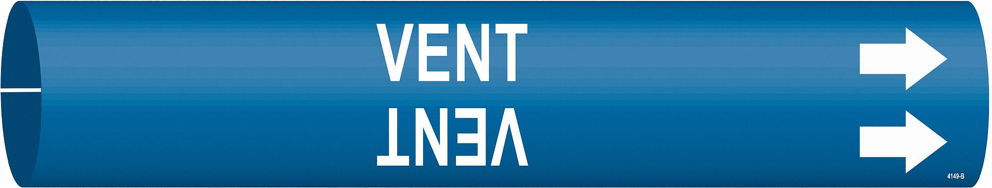 Pipe Marker: Vent, Blue, White, Fits 1 1/2 to 2 3/8 in Pipe O.D., 1 Pipe Markers, With Arrows