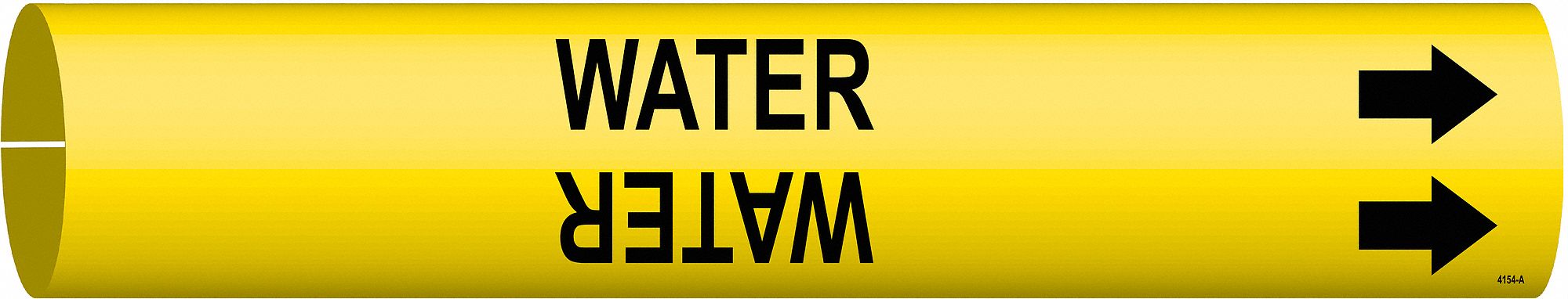 Pipe Marker: Water, Yellow, Black, Fits 3/4 to 1 3/8 in Pipe O.D., 1 Pipe Markers, With Arrows