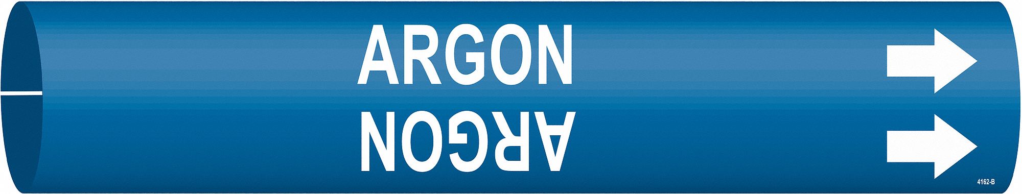 Pipe Marker: Argon, Blue, White, Fits 1 1/2 to 2 3/8 in Pipe O.D., 1 Pipe Markers, With Arrows