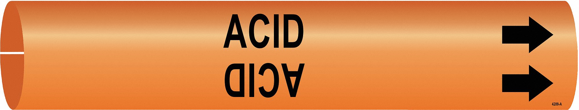 Snap-On Pipe Marker Legend Acid Legend Acid Brady 4289-A Black on Orange