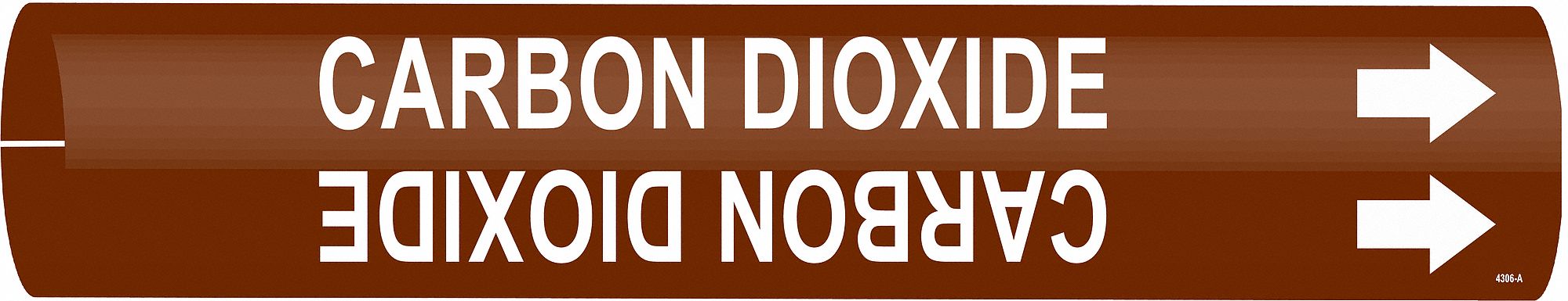 Pipe Marker: Carbon Dioxide, Brown, White, Fits 2 1/2 to 3 7/8 in Pipe O.D., 1 Pipe Markers
