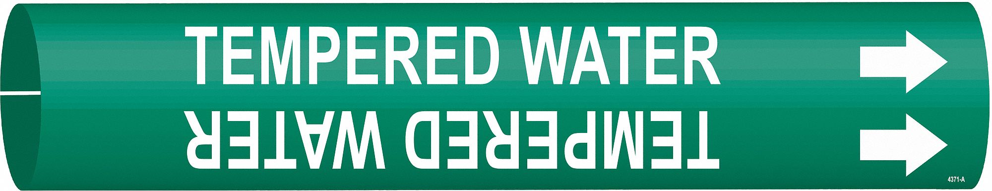 Pipe Marker: Tempered Water, Green, White, Fits 1 1/2 to 2 3/8 in Pipe O.D., 1 Pipe Markers