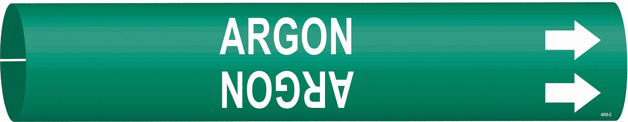 Pipe Marker: Argon, Green, White, Fits 2 1/2 to 3 7/8 in Pipe O.D., 1 Pipe Markers, With Arrows