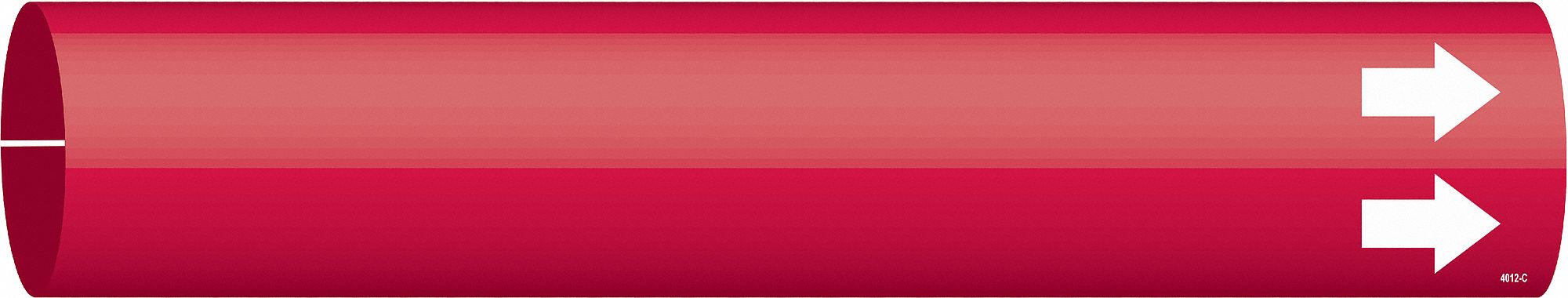 Pipe Marker: Red, White, Fits 2 1/2 to 3 7/8 in Pipe O.D., 1 Pipe Markers, With