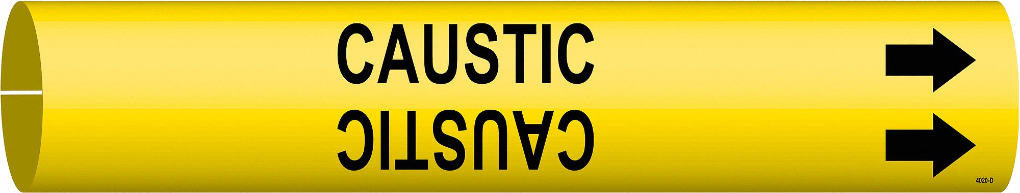 Pipe Marker: Caustic, Yellow, Black, Fits 4 to 6 in Pipe O.D., 1 Pipe Markers, With Arrows