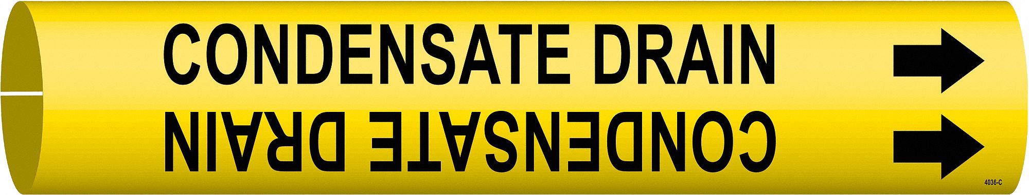 Pipe Marker: Condensate Drain, Yellow, Black, Fits 2 1/2 to 3 7/8 in Pipe O.D., 1 Pipe Markers
