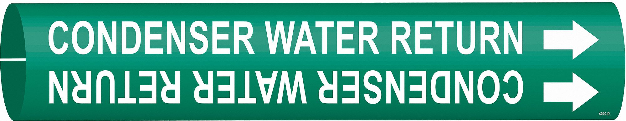 Pipe Marker: Condenser Water Return, Green, White, Fits 4 to 6 in Pipe O.D., 1 Pipe Markers