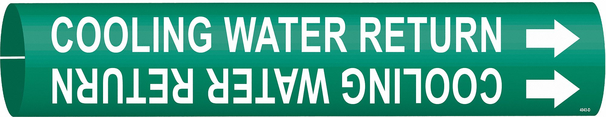 Pipe Marker: Cooling Water Return, Green, White, Fits 4 to 6 in Pipe O.D., 1 Pipe Markers