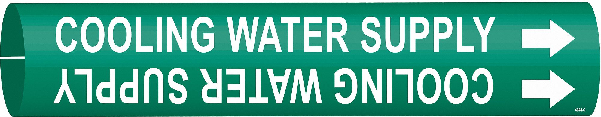 Pipe Marker: Cooling Water Supply, Green, White, Fits 2 1/2 to 3 7/8 in Pipe O.D., 1 Pipe Markers
