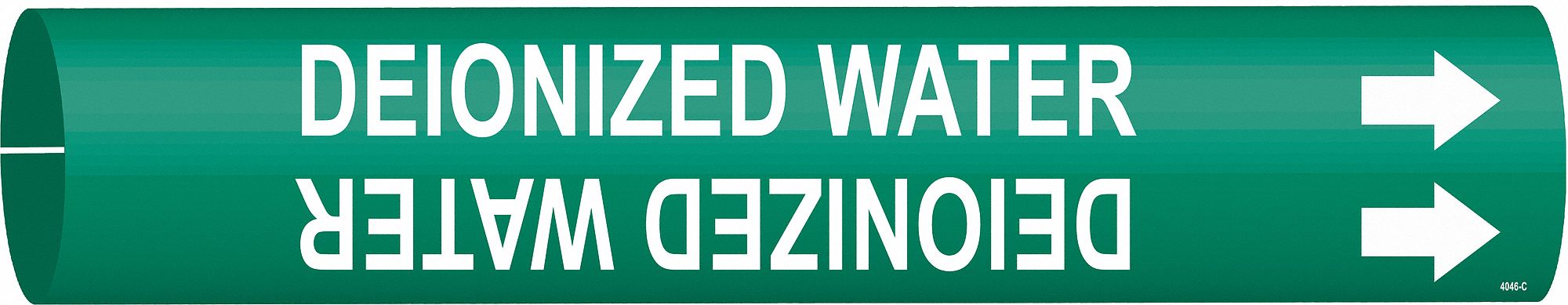Pipe Marker: Deionized Water, Green, White, Fits 2 1/2 to 3 7/8 in Pipe O.D., 1 Pipe Markers