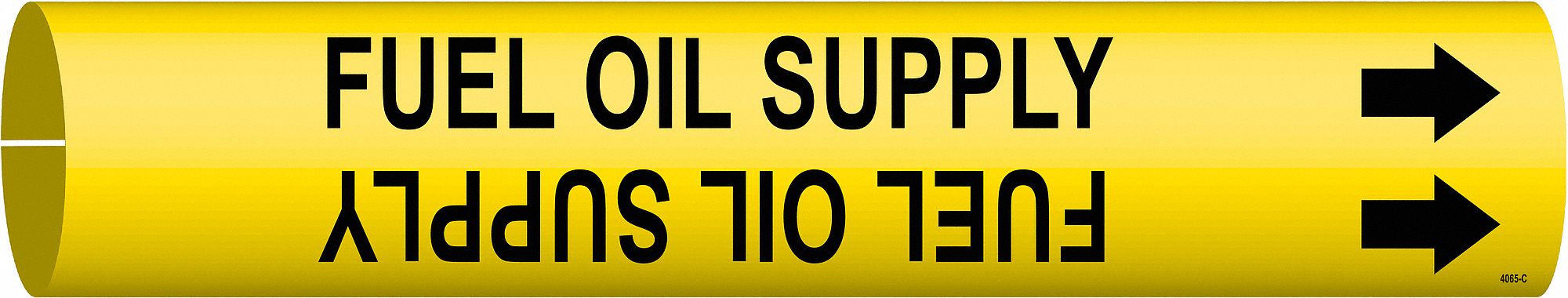 Pipe Marker: Fuel Oil Supply, Yellow, Black, Fits 2 1/2 to 3 7/8 in Pipe O.D., 1 Pipe Markers