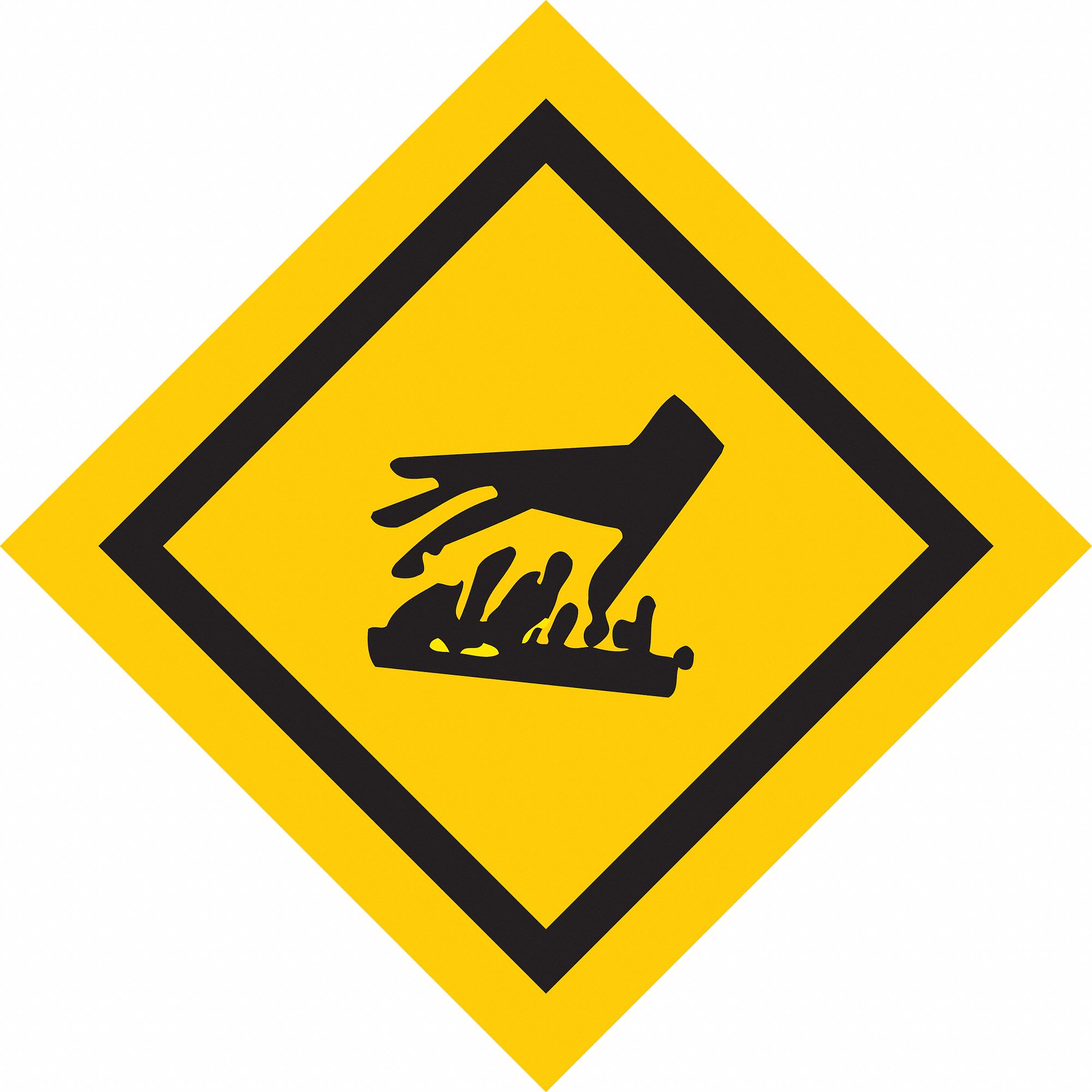 CAUTION SIGN, NO LEGEND, NO HEADER, DIAMOND, 7 IN HEIGHT, 7 IN WIDTH, POLYESTER, BLACK/YELLOW