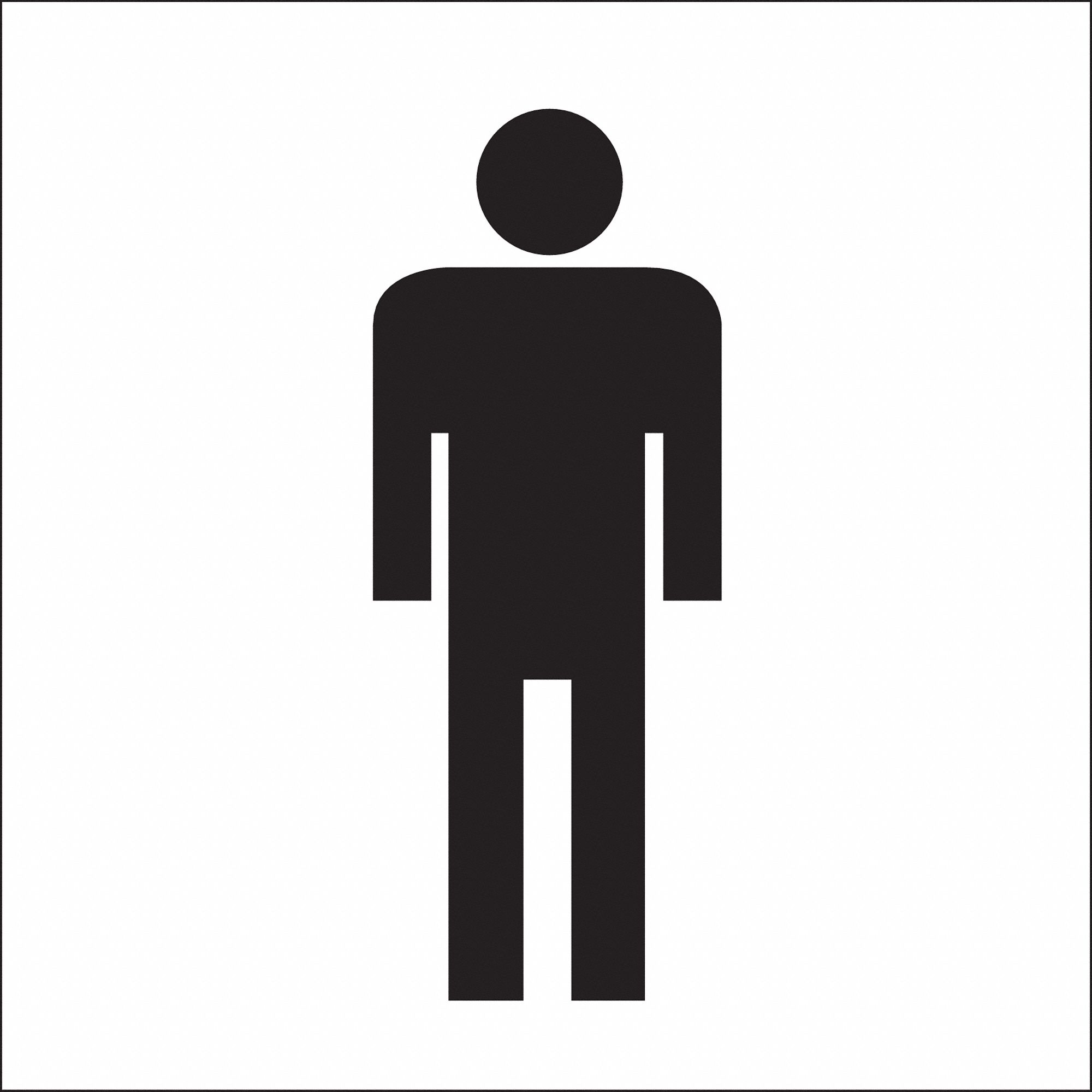 RESTROOM SIGN, PLASTIC, 10 IN WIDTH, 7 IN HEIGHT, WHITE, WITH MOUNTING HOLES