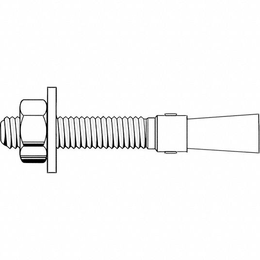 GRAINGER APPROVED Wedge Anchor Steel, Zinc Plated, 5/8 in Anchor Dia