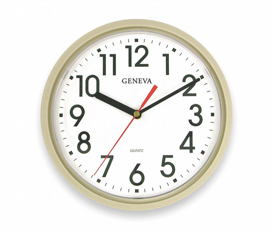 Analog Clock,9-1/2 In,Putty