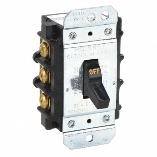 Hubbell-Wiring HBL7810 3-Pole 3PST Manual Motor Controller Disconnect  Switch 600-Volt AC 30 Amp