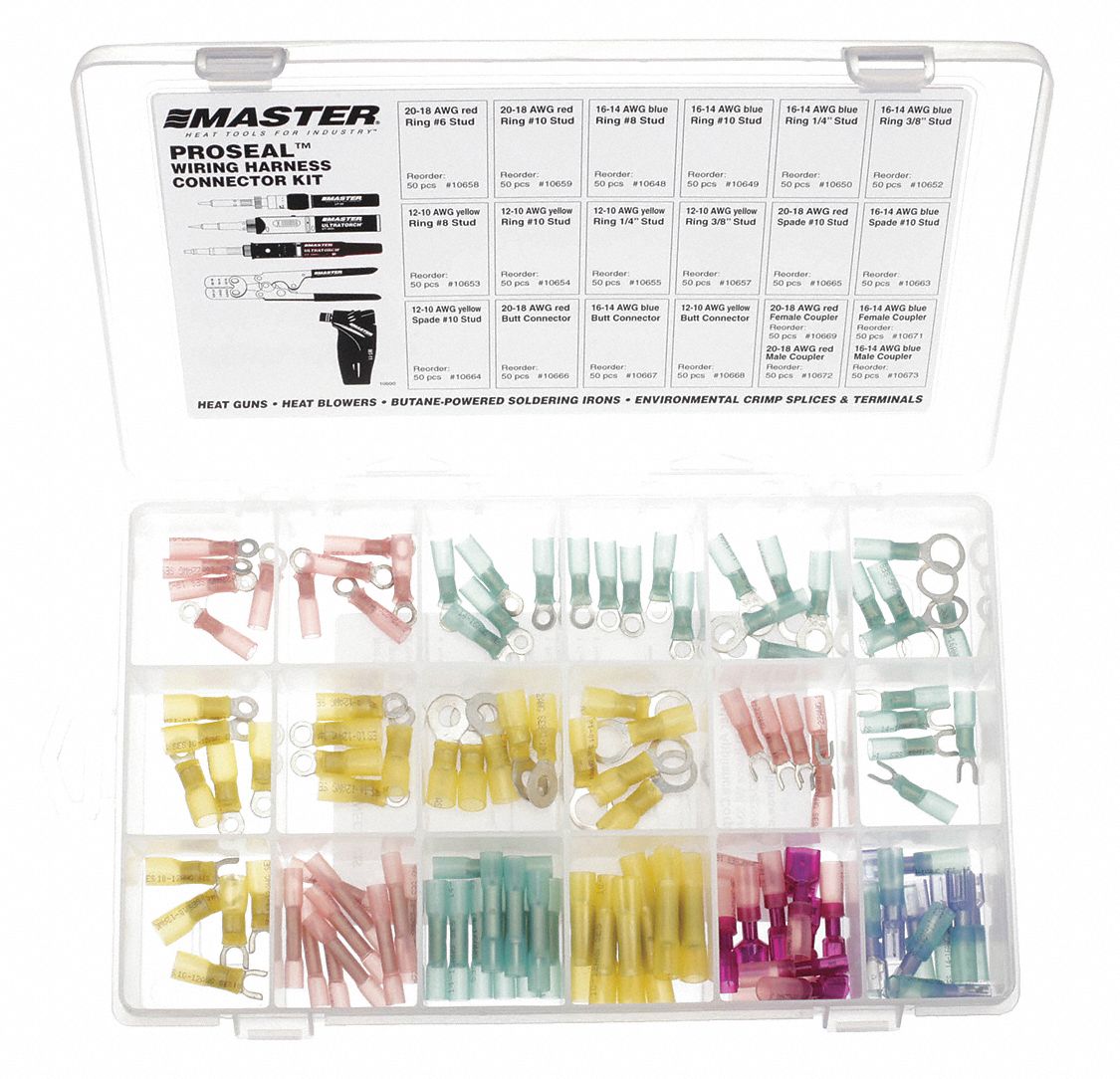 CRIMP AND HEAT-SEAL LARGE ASSORTMENT KIT, CRIMP TERMINATION, 115 PIECES