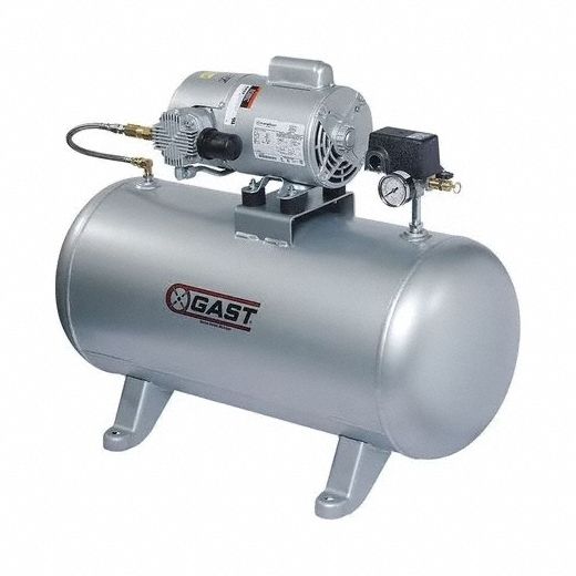 Electric Air Compressor: 0.75 hp, 1 Stage, Hot Dog, 2 gal, 4.7 cfm, 100 psi, 120V AC/240V AC