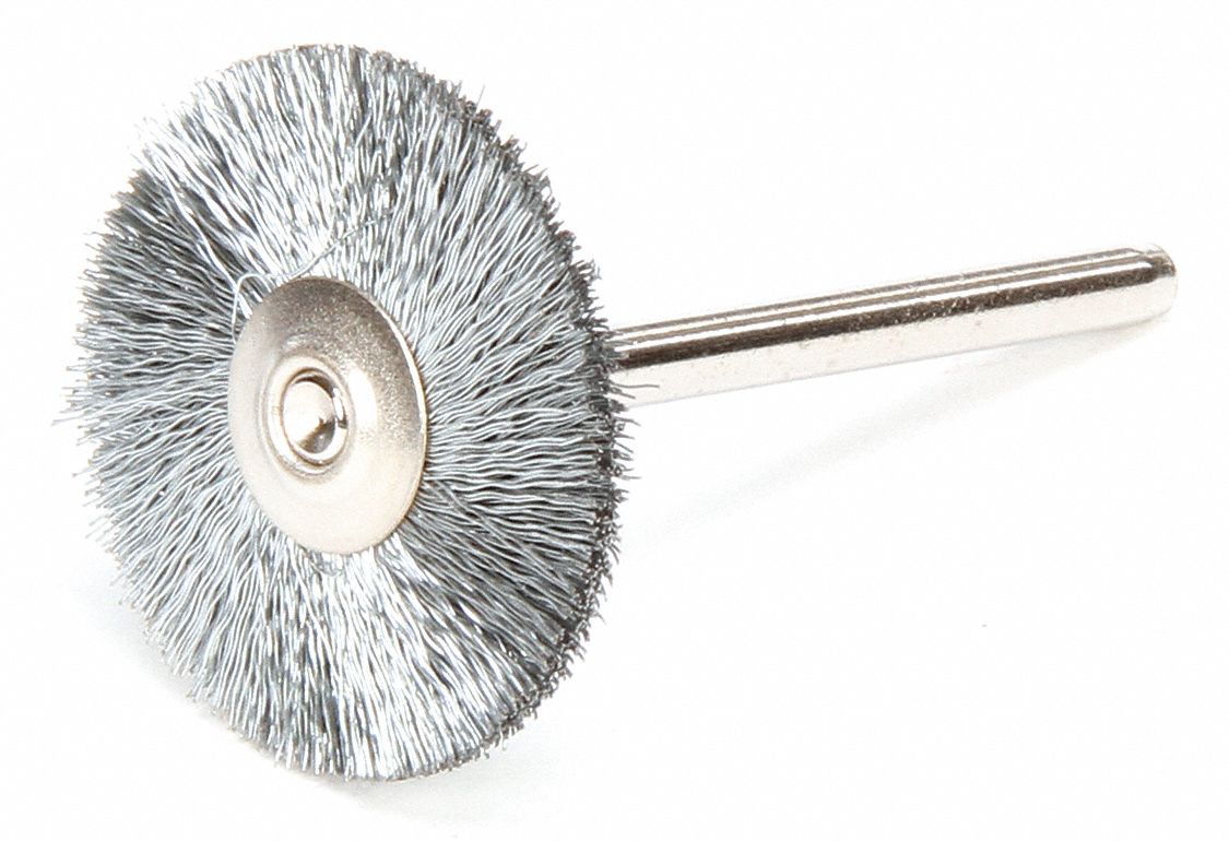 WEILER 1 in Crimped Wire Wheel Brush, Shank Mounting, 0.005 in Wire Dia., 5/16 in Bristle Trim