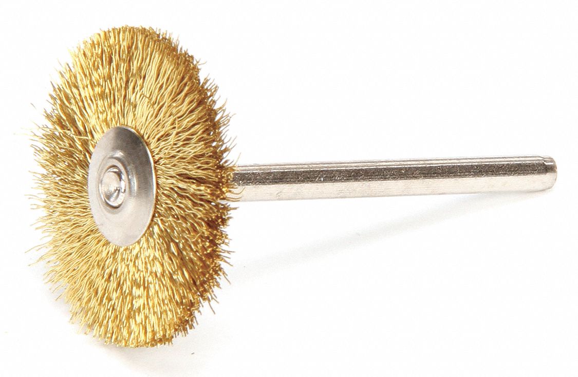 WEILER 1 in Crimped Wire Wheel Brush, Shank Mounting, 0.005 in Wire Dia., 5/16 in Bristle Trim