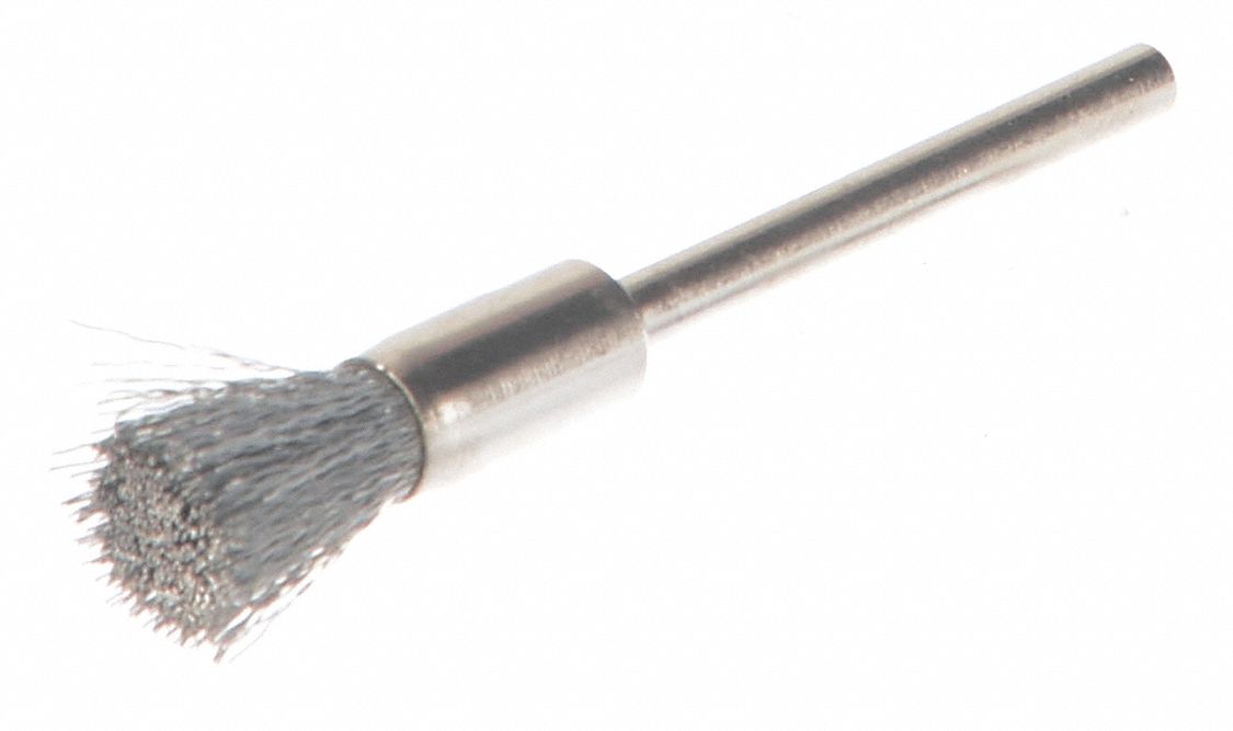 WEILER, 1/4 in Brush Dia., 1/8 in Abrasive Shank Size, Miniature End